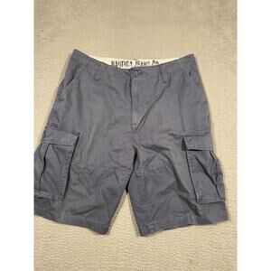 NAUTICA JEANS CO Mens‎ 36W Dark Blue Grey Cargo Multi-Pocket Shorts Outdoor